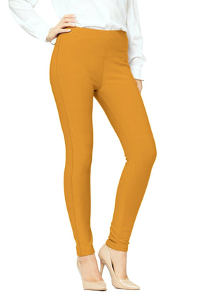 Motivate Classic High Waisted Perfect Stretch Ponte Pants - Mustard