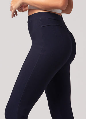Motivate Classic High Waisted Perfect Stretch Ponte Pants - Navy Blue