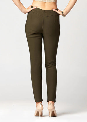 Motivate Classic High Waisted Perfect Stretch Ponte Pants - Olive Green
