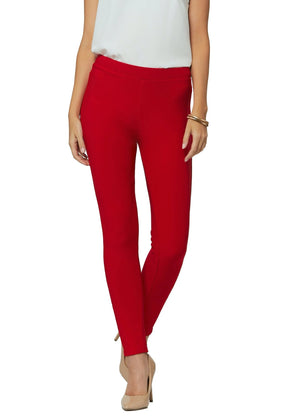 Motivate Classic High Waisted Perfect Stretch Ponte Pants - Red
