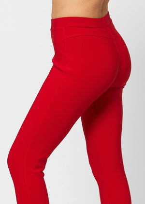 Motivate Classic High Waisted Perfect Stretch Ponte Pants - Red