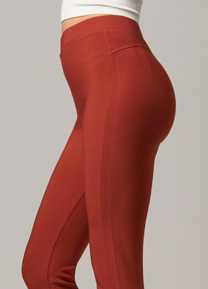 Motivate Classic High Waisted Perfect Stretch Ponte Pants - Rust