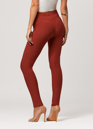 Motivate Classic High Waisted Perfect Stretch Ponte Pants - Rust