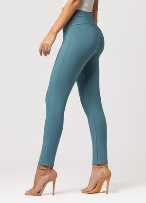 Motivate Classic High Waisted Perfect Stretch Ponte Pants - Sea Blue