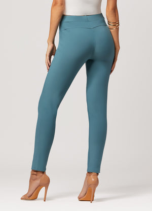 Motivate Classic High Waisted Perfect Stretch Ponte Pants - Sea Blue