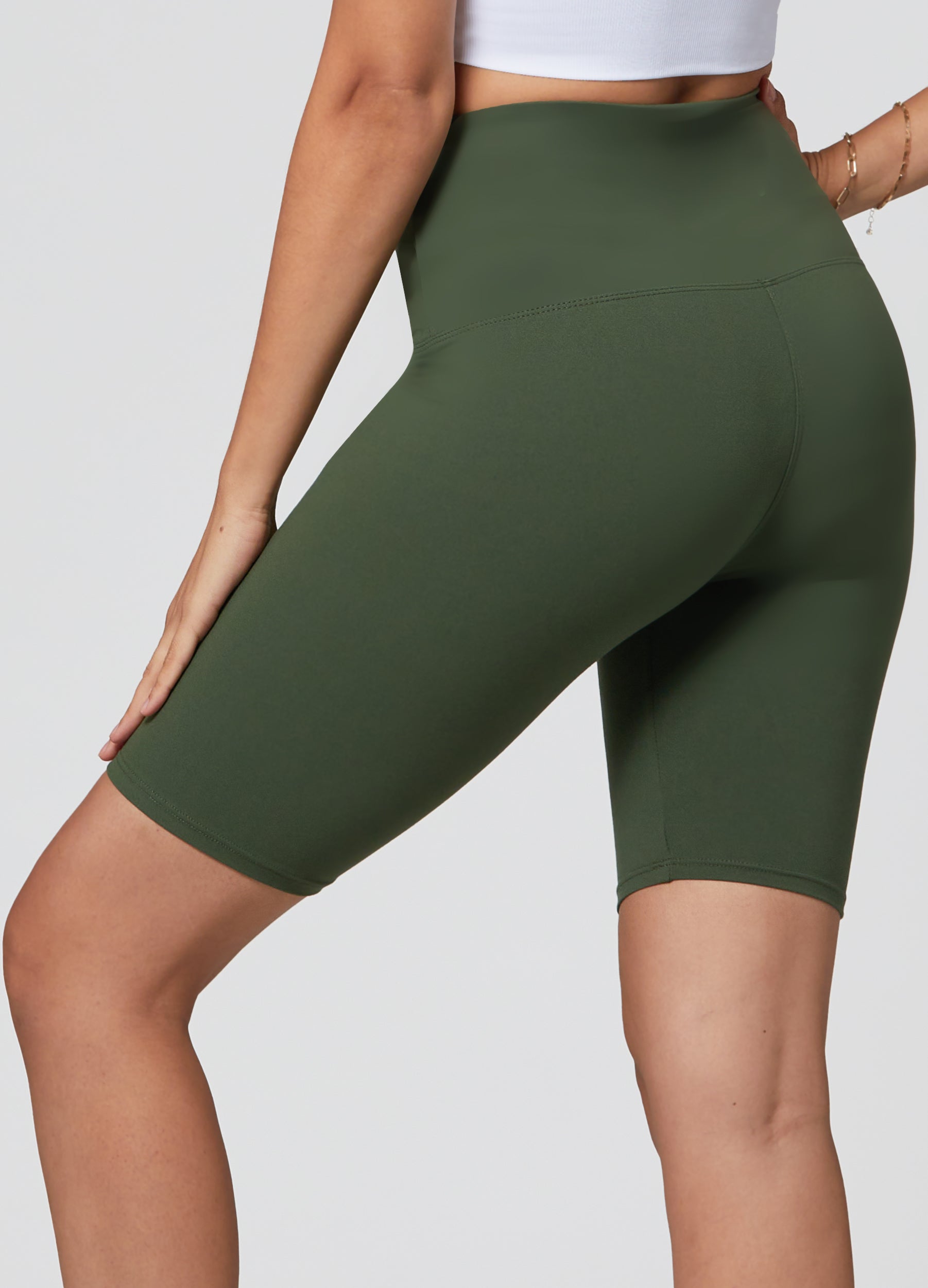 Pgeraug Yoga Pants Bike Yoga Elastic High Waist Shorts Leggings Sports  Pants for Women Army Green S 